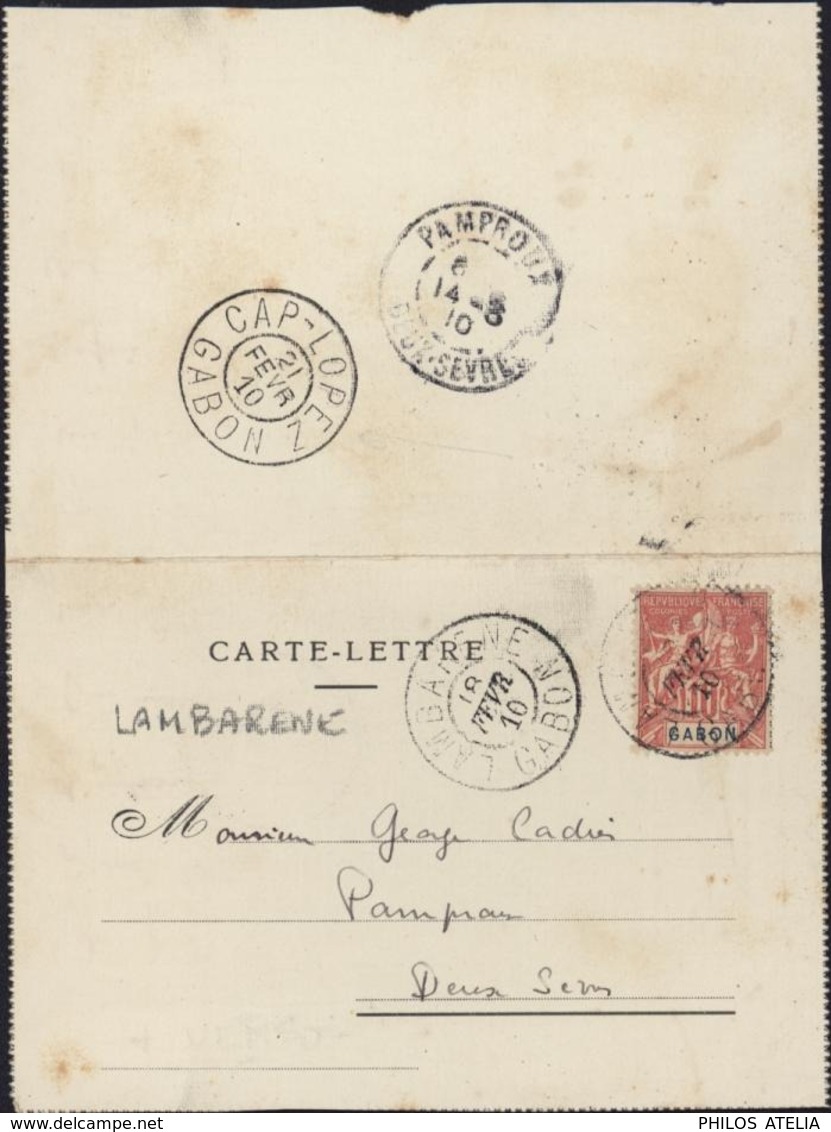 Carte Lettre Samkita YT Groupe 10f Rose Gabon YT 20 CAD Lambaréné Gabon 18 Fe 10 Dos CAD Cap Lopez Gabon 21 Fe 10 - Usados