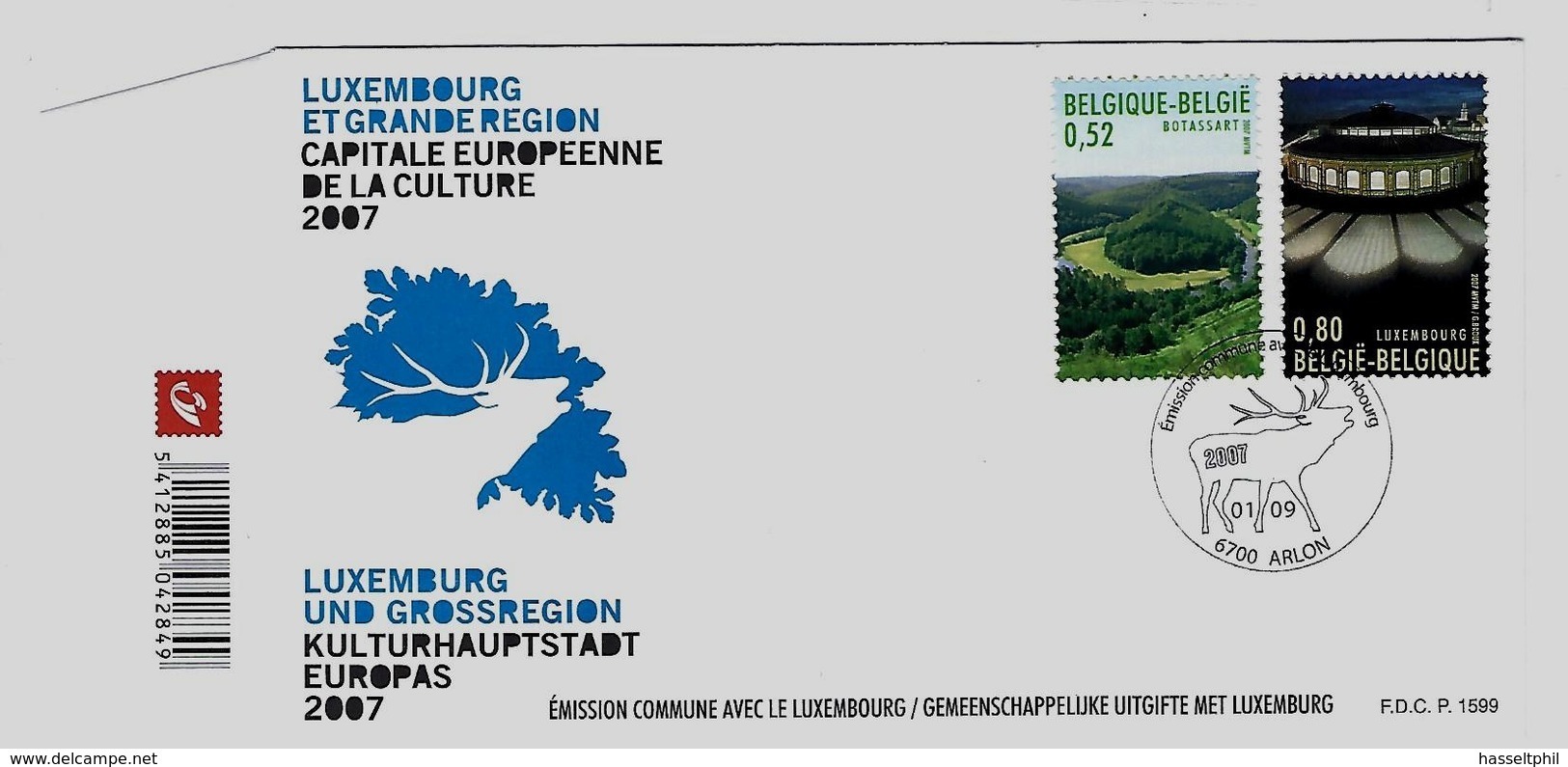 Belgie - Belgique FDC 3676/77 - Gemeenschappelijke Uitgifte Luxemburg - 2001-2010