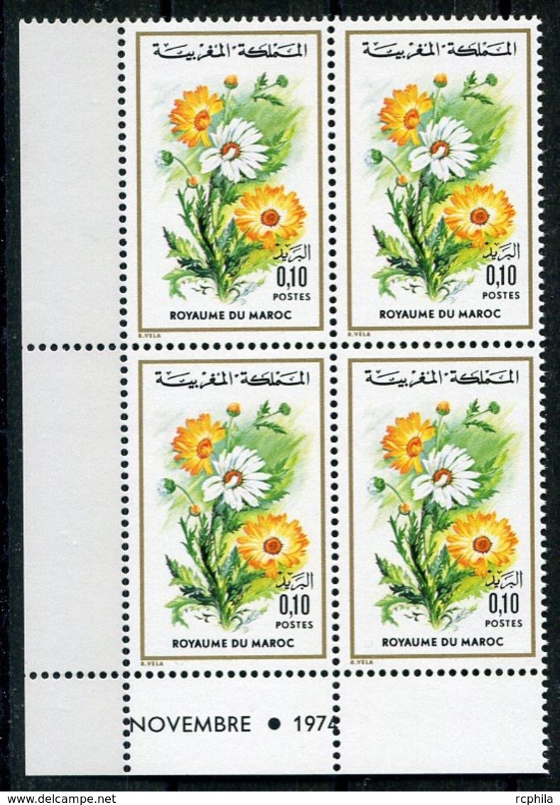 RC 14405 MAROC N° 726 FLEURS FLORE MAROCAINE BLOC DE 4 COIN DATÉ NEUF ** - Marokko (1956-...)