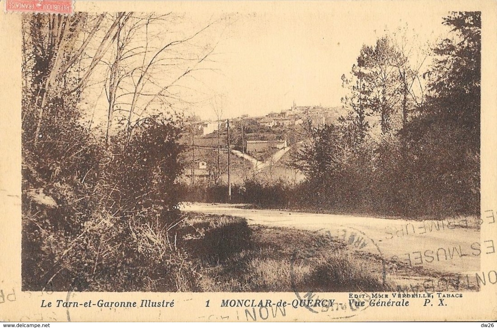 Montclar-de-Quercy (Tarn Et Garonne Illustré) Vue Générale - Edition Mme Vardeille, Tabacs - Carte P.X. N° 1 - Montclar De Quercy