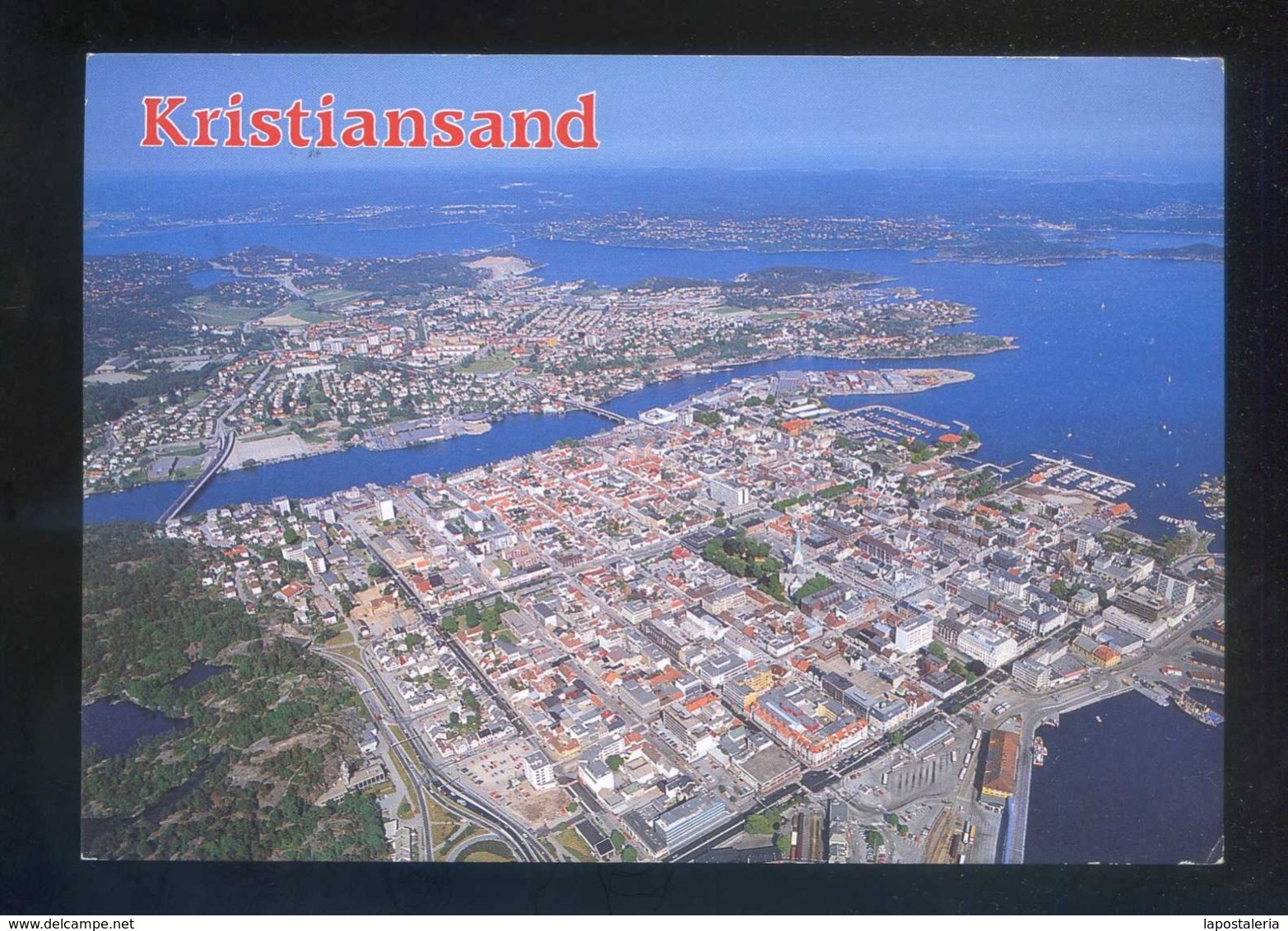 Kristiansand. *Aerial View Of The Town* Circulada 1990. - Noruega