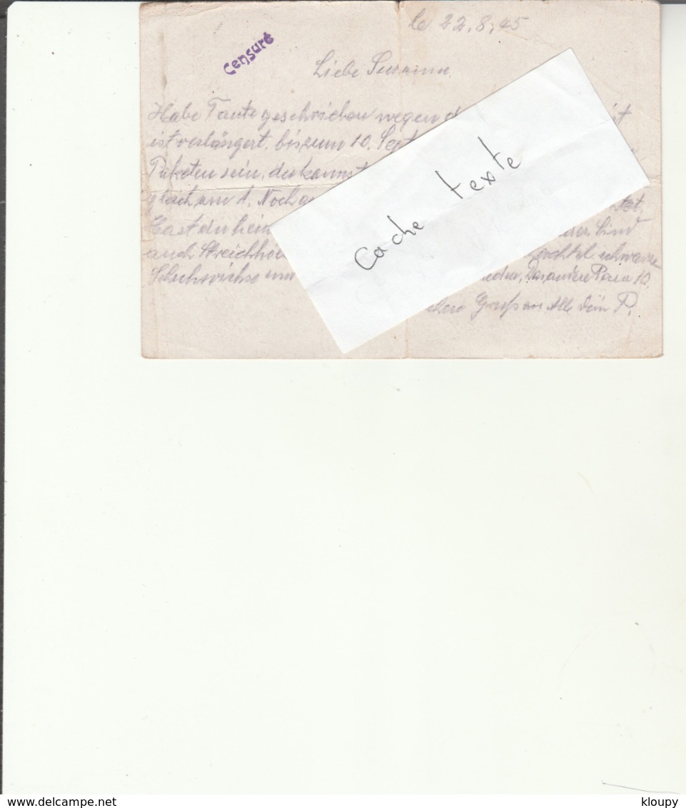 G 1 - Entier Postal Cérès émanant Du Camp D'internement De METZ Queuleu  Pour SILVANGE - Censure - - 2. Weltkrieg 1939-1945