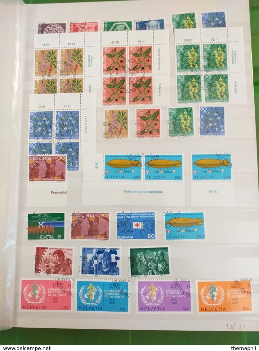 lot n° TH.1082 SUISSE collection en 2 classeurs nombreux blocs de 4 neufs** ou obl