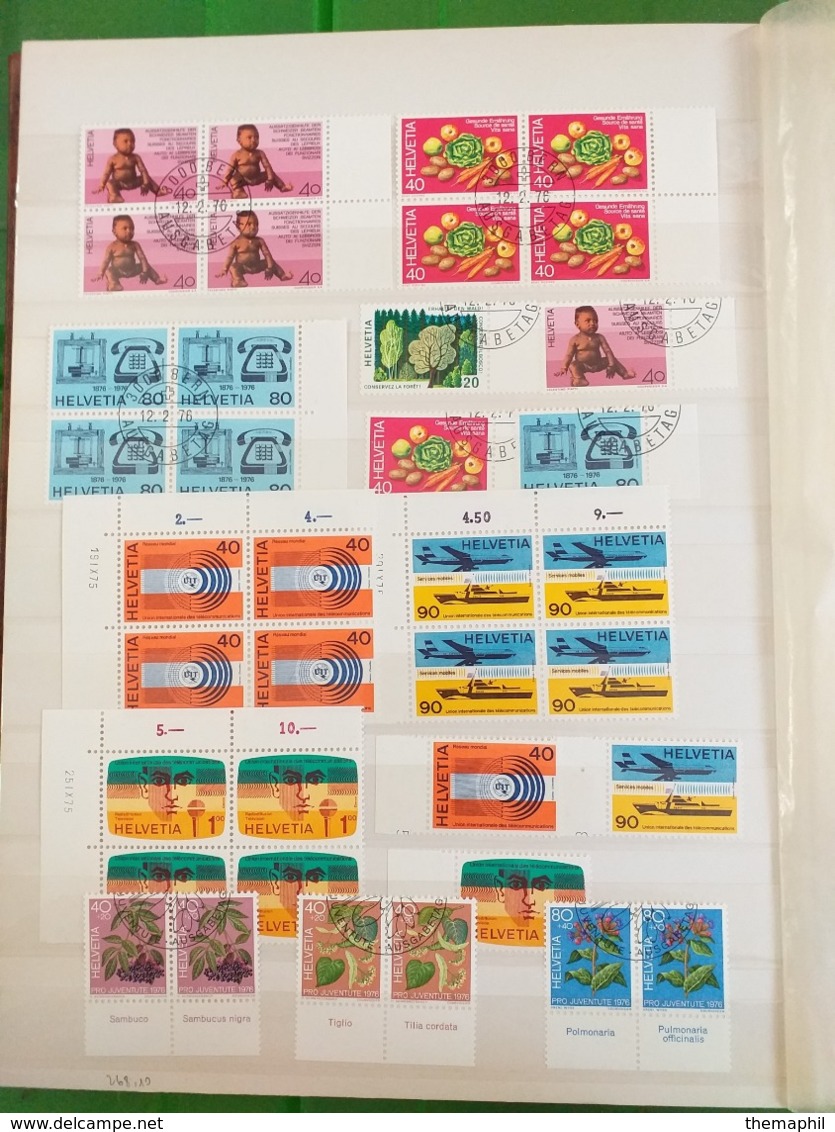 lot n° TH.1082 SUISSE collection en 2 classeurs nombreux blocs de 4 neufs** ou obl