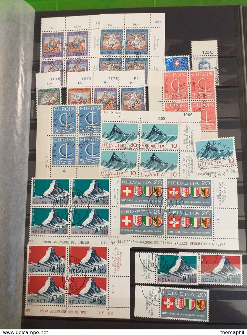 lot n° TH.1082 SUISSE collection en 2 classeurs nombreux blocs de 4 neufs** ou obl