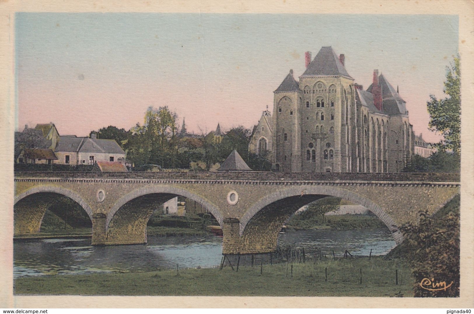 Cp , 72 , SOLESMES , L'Abbaye Et Le Pont - Solesmes