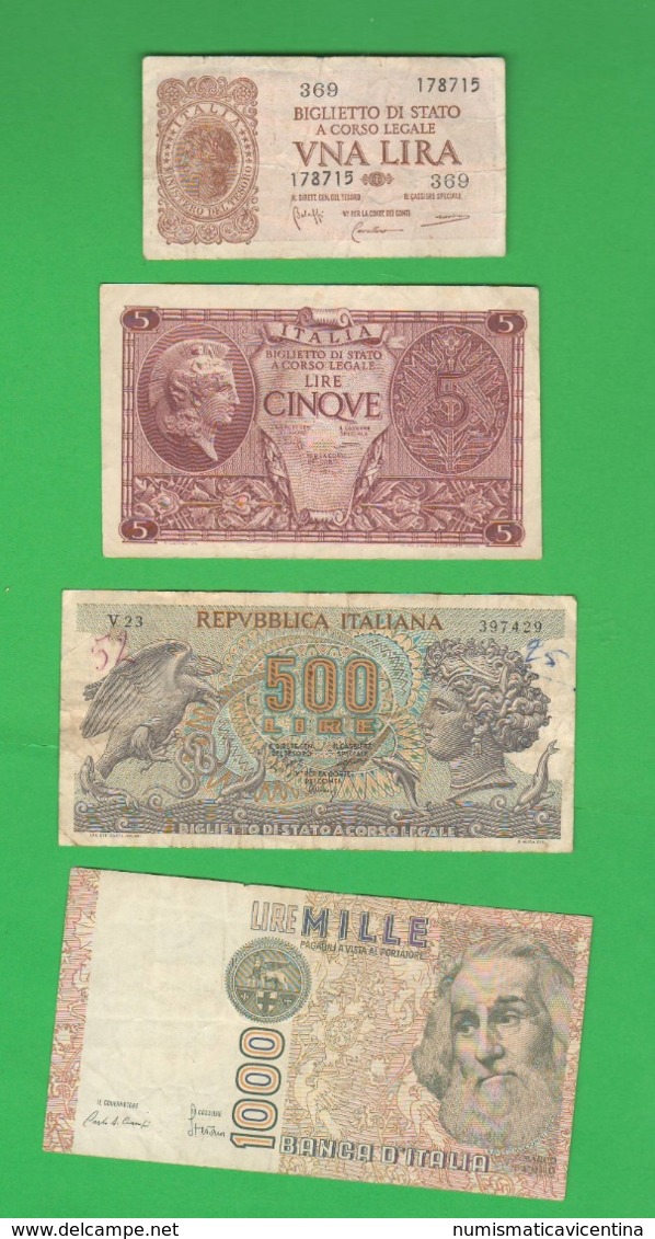 Italia 1 + 5 + 500 + 1000 Lire - Collections