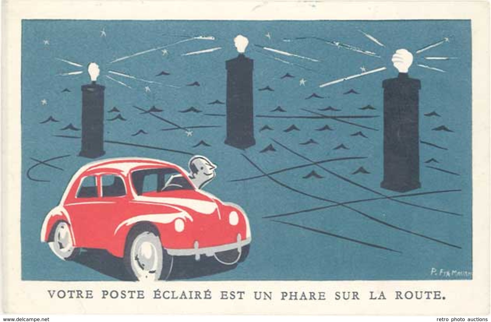 LD « Votre Poste éclairé Est Un Phare Sur La Route » - Advertising