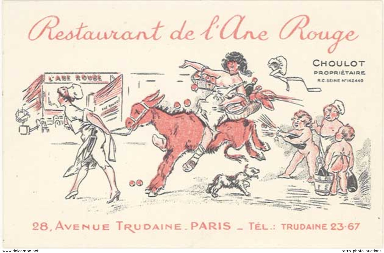 TB Restaurant De L’Ane Rouge, Choulot Propriétaire, Paris - Werbepostkarten