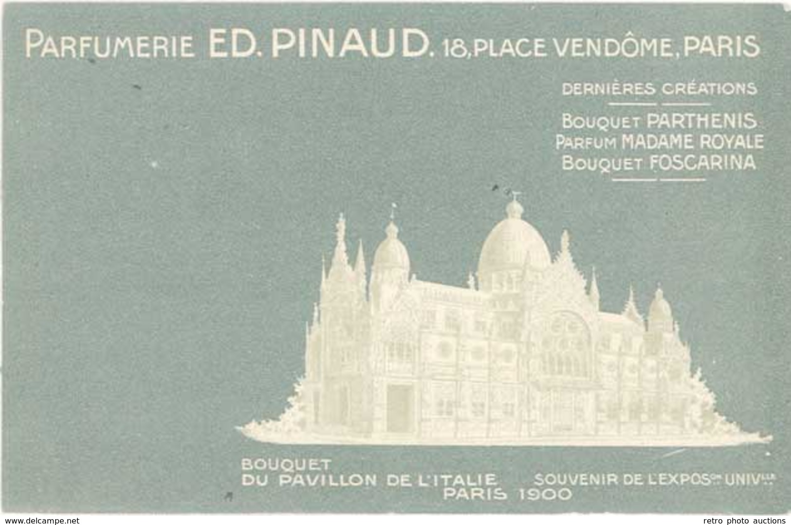 TB Parfumeries Ed. Pinaud, Paris, Pavillon De L’Italie - Werbepostkarten