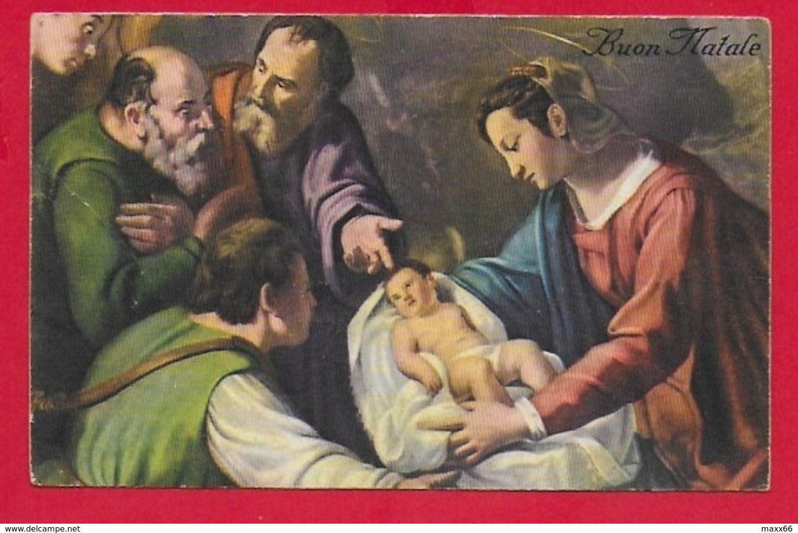 CARTOLINA VG ITALIA - BUON NATALE - Adorazione Del Bambin Gesù - SAEMEC 152 - 9 X 14 - 1953 - Altri & Non Classificati