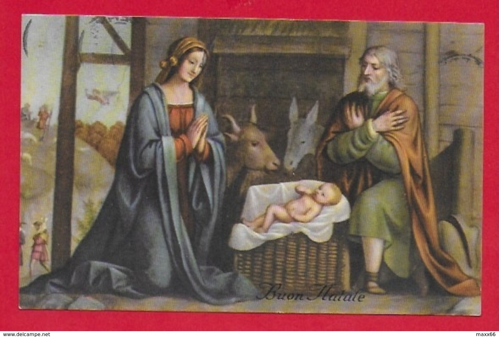 CARTOLINA VG ITALIA - BUON NATALE - Adorazione Del Bambin Gesù - B. LUINI - SAEMEC 152 - 9 X 14 - 1954 - Altri & Non Classificati