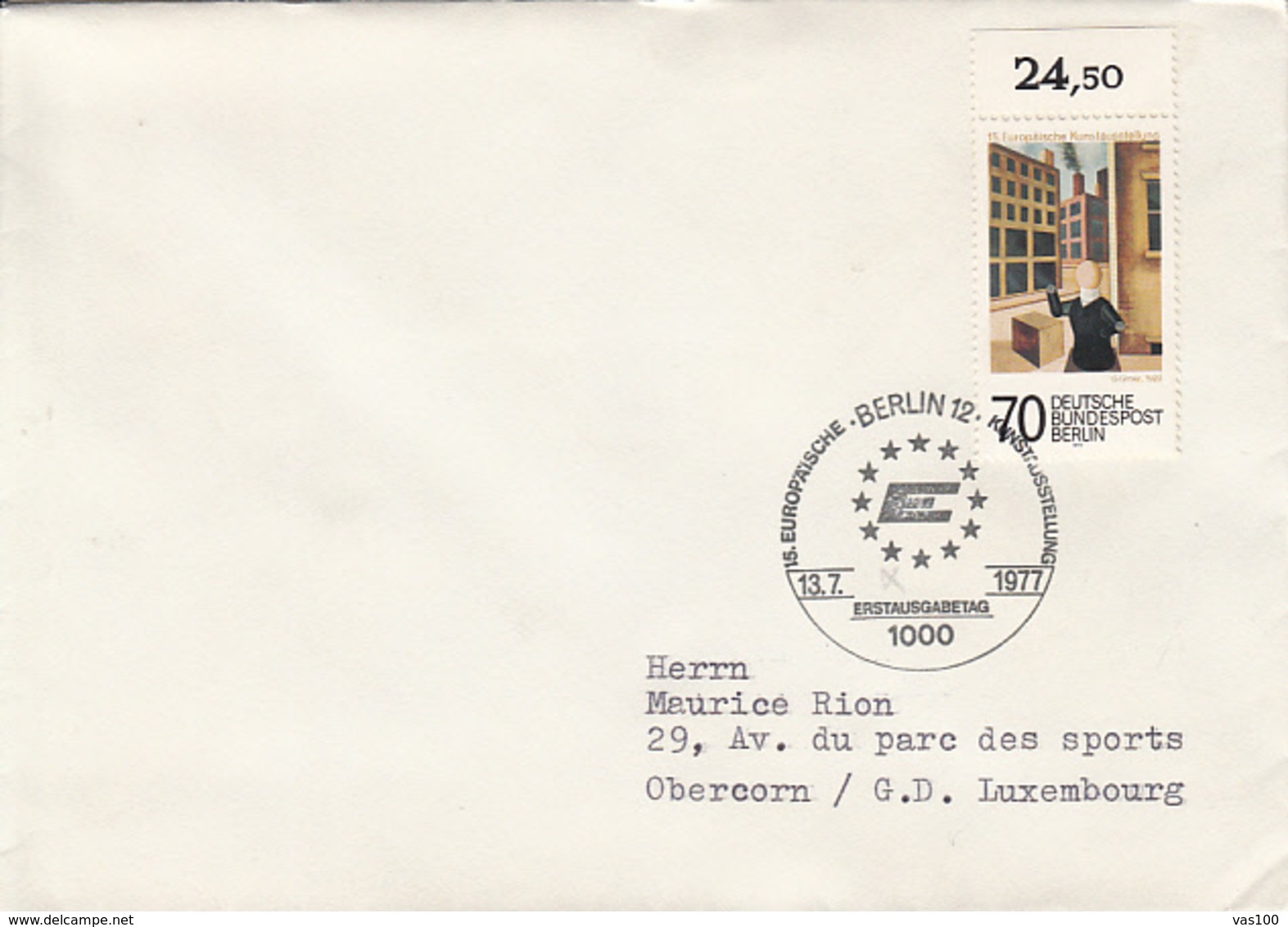 BERLIN- EUROPEAN ART EXHIBITION POSTMARK AND STAMP ON COVER, OBLIT FDC, 1977, GERMANY - Briefe U. Dokumente