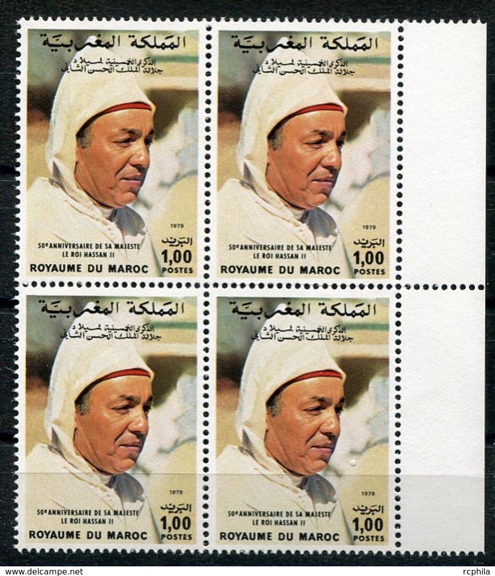 RC 14430 MAROC N° 831 ANNIVERSAIRE DE SA MAJESTÉ LE ROI HASSAN II BLOC DE 4 NEUF ** - Morocco (1956-...)