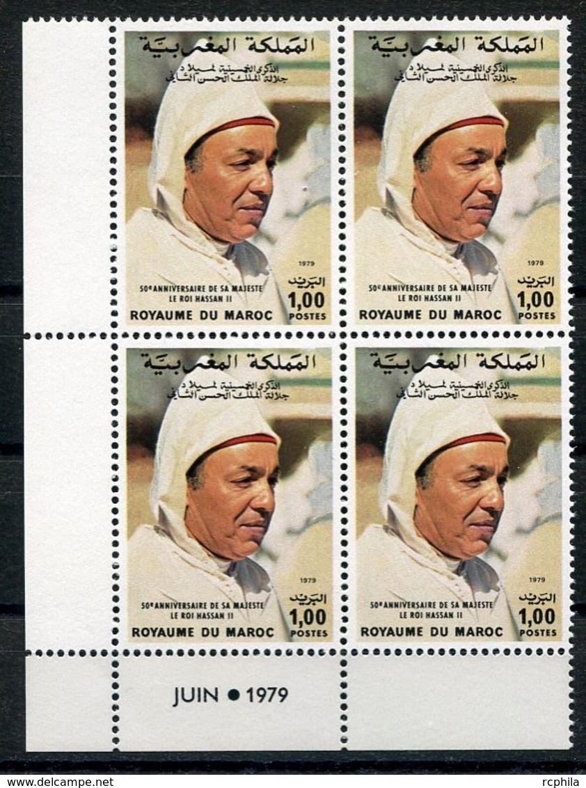 RC 14431 MAROC N° 831 ANNIVERSAIRE DE SA MAJESTÉ LE ROI HASSAN II BLOC DE 4 COIN DATÉ NEUF ** - Marokko (1956-...)