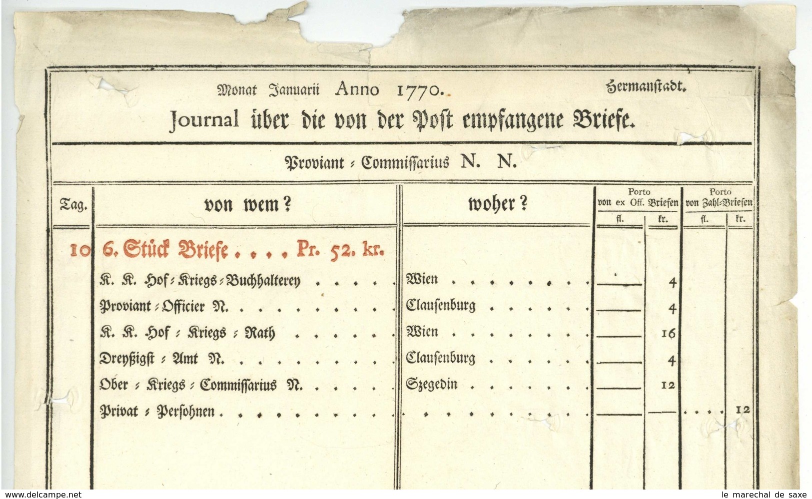 Hermannstadt 1770 Postal History Russo-Turkish War Sibiu Rumänien Romania Türkenkrieg Szegedin Klausenburg Cluj-Napoca - ...-1858 Voorfilatelie