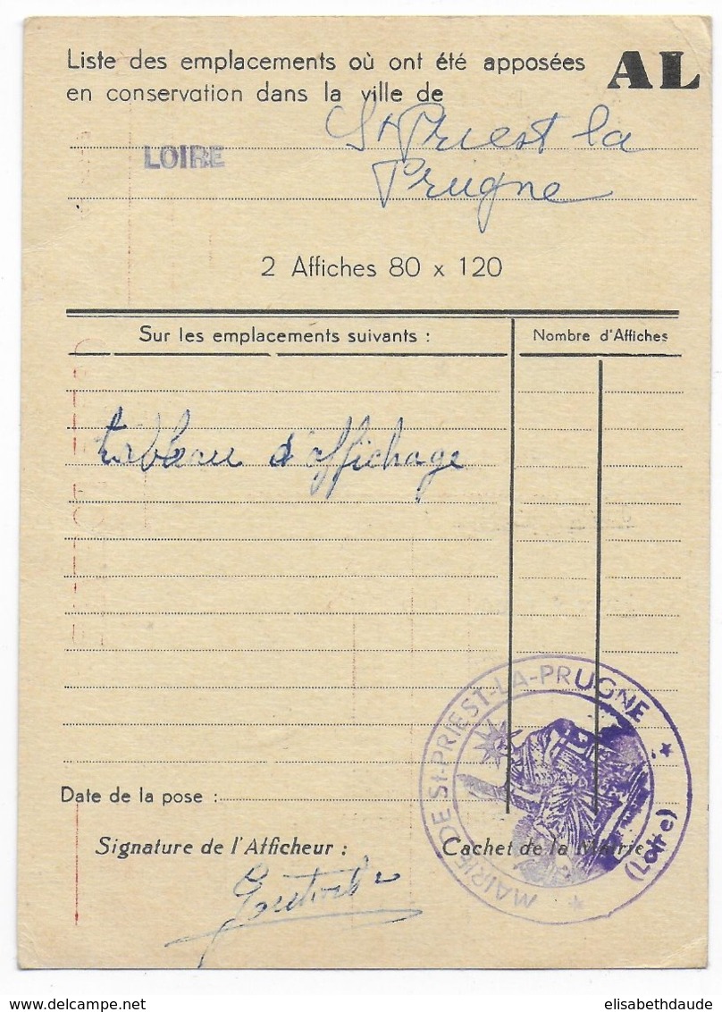 1958 - CARTE ENTIER TYPE MULLER Avec REPIQUAGE AVENIR PUBLICITE - 135X98 Mm De ST ST PRIEST LA PRUGNE (LOIRE) - Cartoline Postali Ristampe (ante 1955)