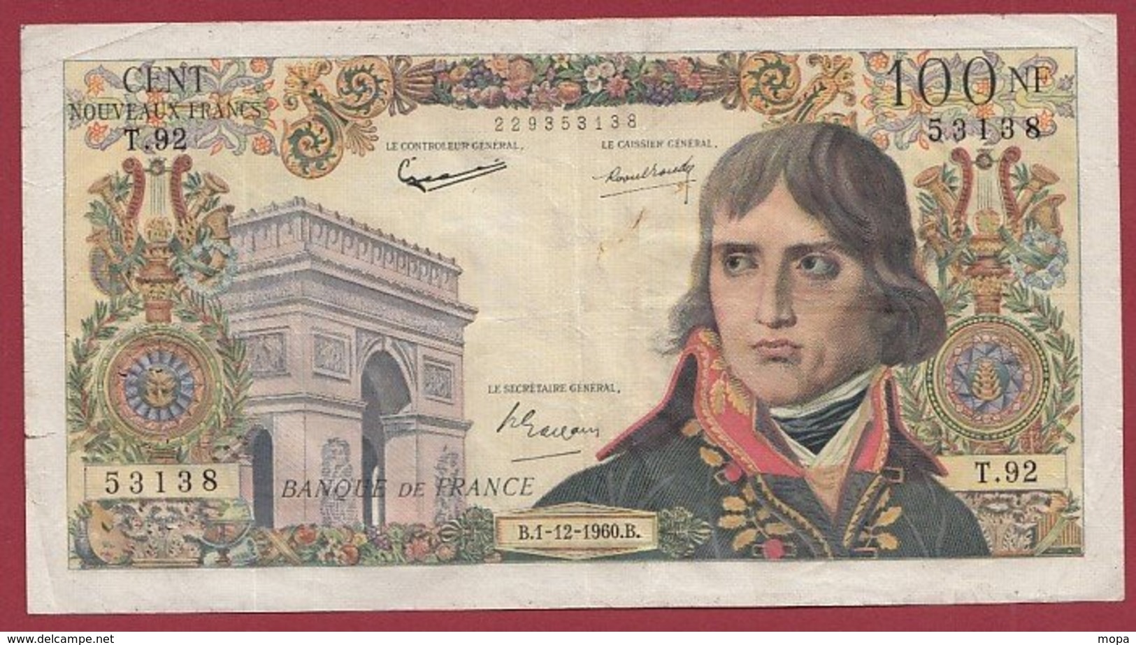 100 NF "Bonaparte" Du 01/12/1960.D-----F/TTB+--ALPH. T.92 - 100 NF 1959-1964 ''Bonaparte''