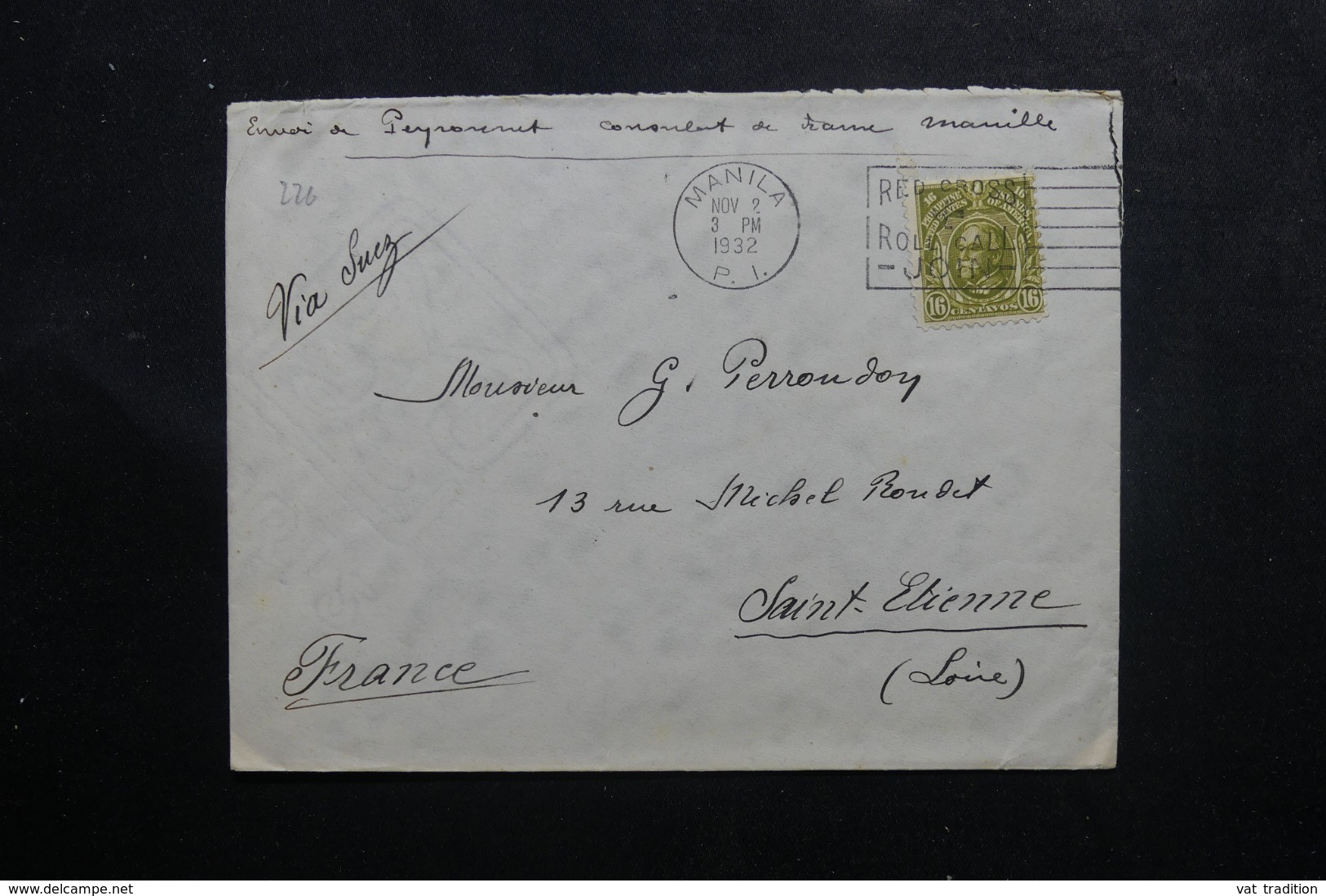 PHILIPPINES - Enveloppe De Manille Pour La France En 1932 Par Voie De Suez, Affranchissement Plaisant - L 46132 - Philippinen
