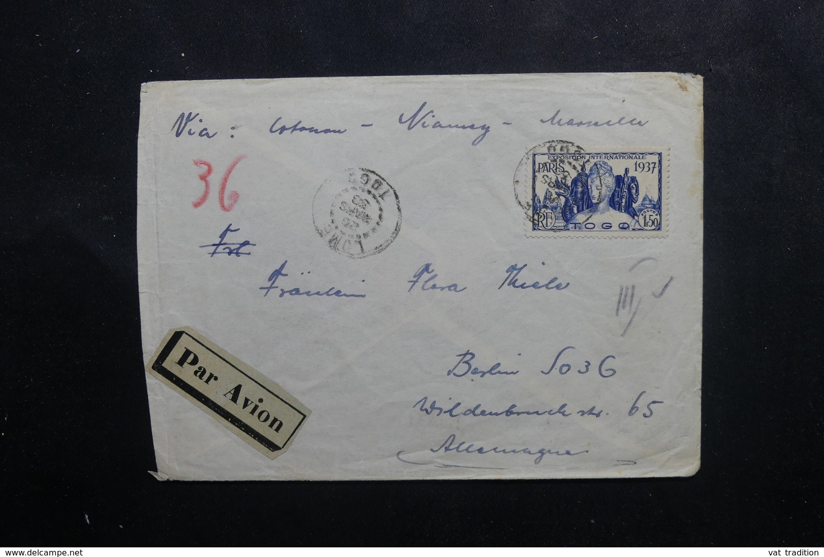 TOGO - Enveloppe De Lomé Pour L 'Allemagne Par Avion En 1938, Affranchissement Recto / Verso - L 46140 - Briefe U. Dokumente