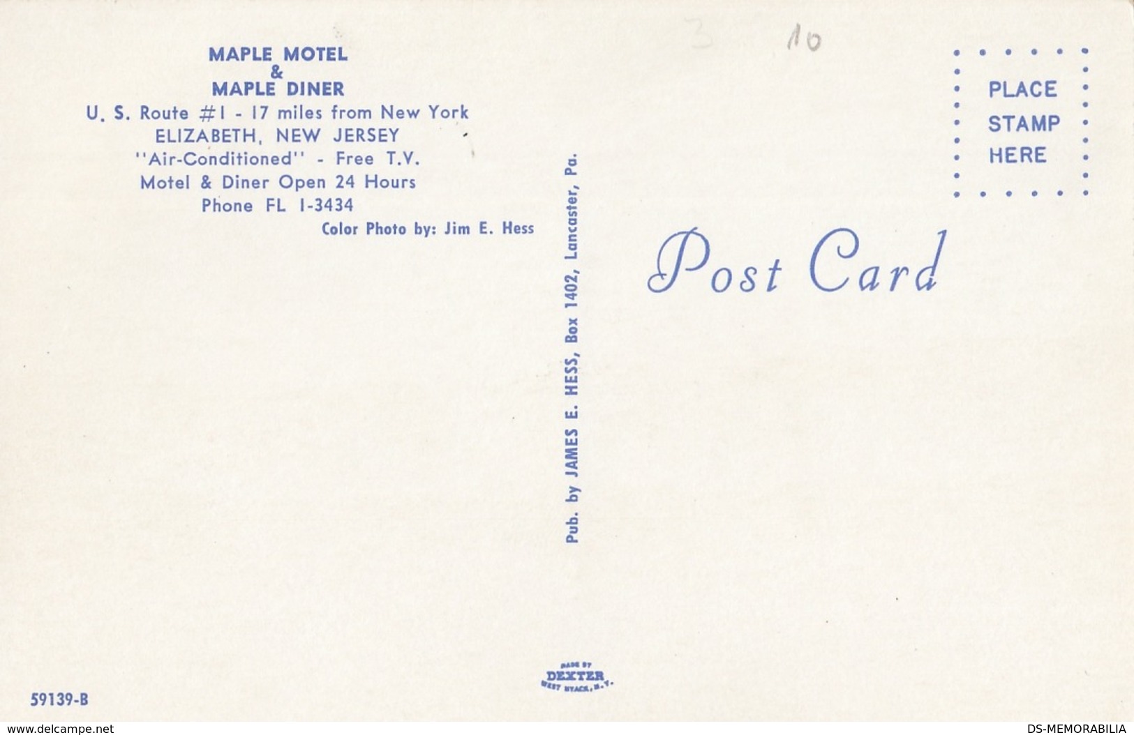 Elizabeth NJ - Maple Motel & Diner Postcard - Elizabeth