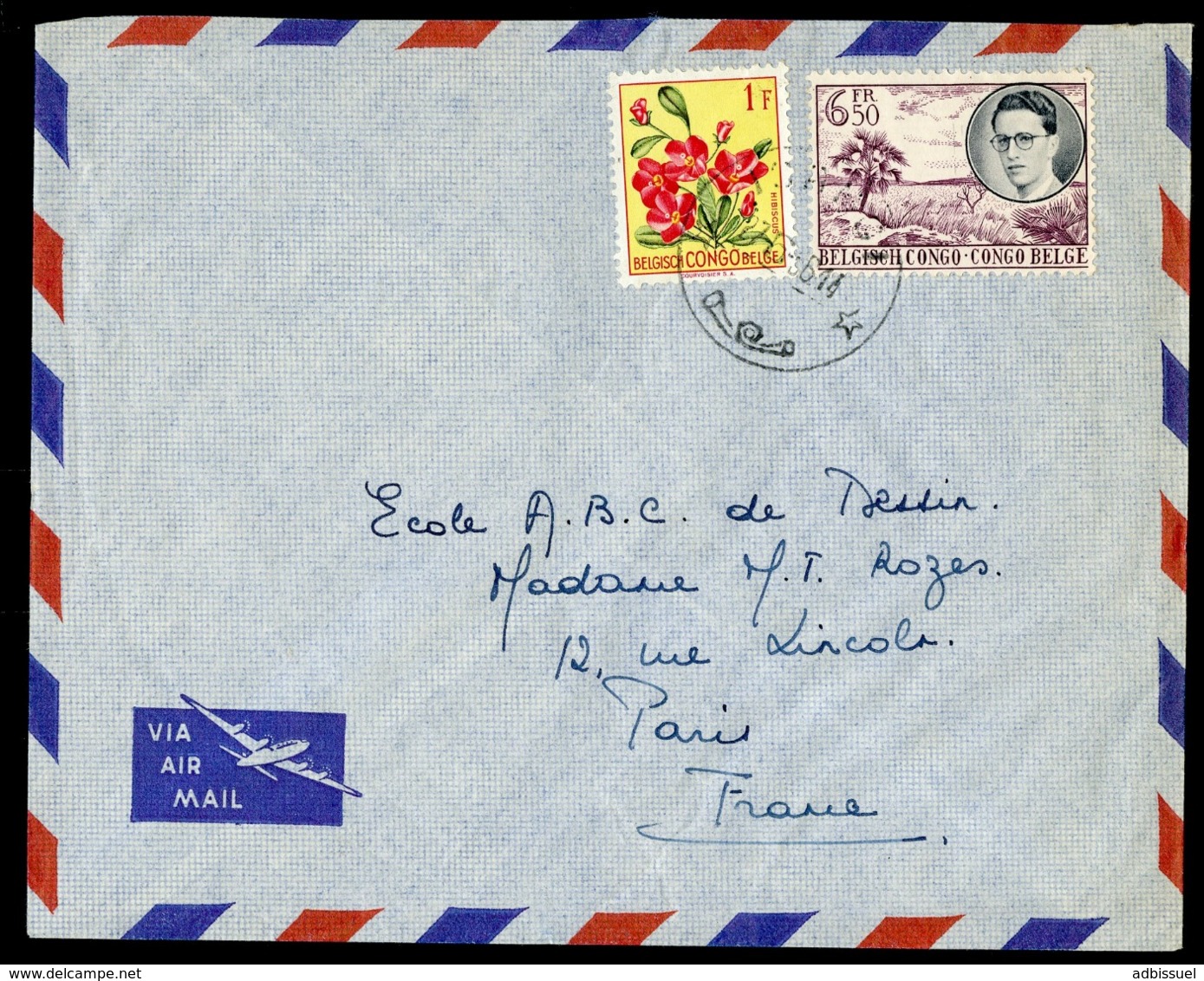 CONGO BELGE "ISANGI 27/6/56" Sur N° 310 + 332. Sur Enveloppe Par Avion Pour La France. - Storia Postale