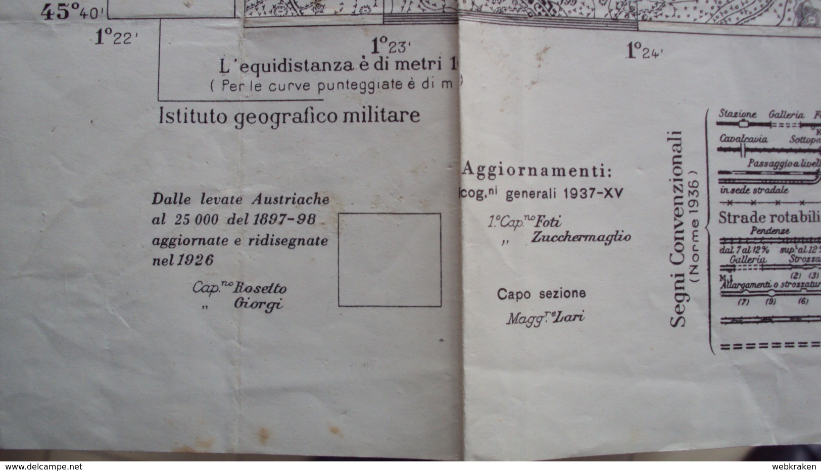 SLOVENIA CARTA GEOGRAFICA DI SESANA TRIESTE ISTITUTO GEOGRAFICO MILITARE EDIZIONE 1937 STRAPPO SULLA CARTA - Ohne Zuordnung