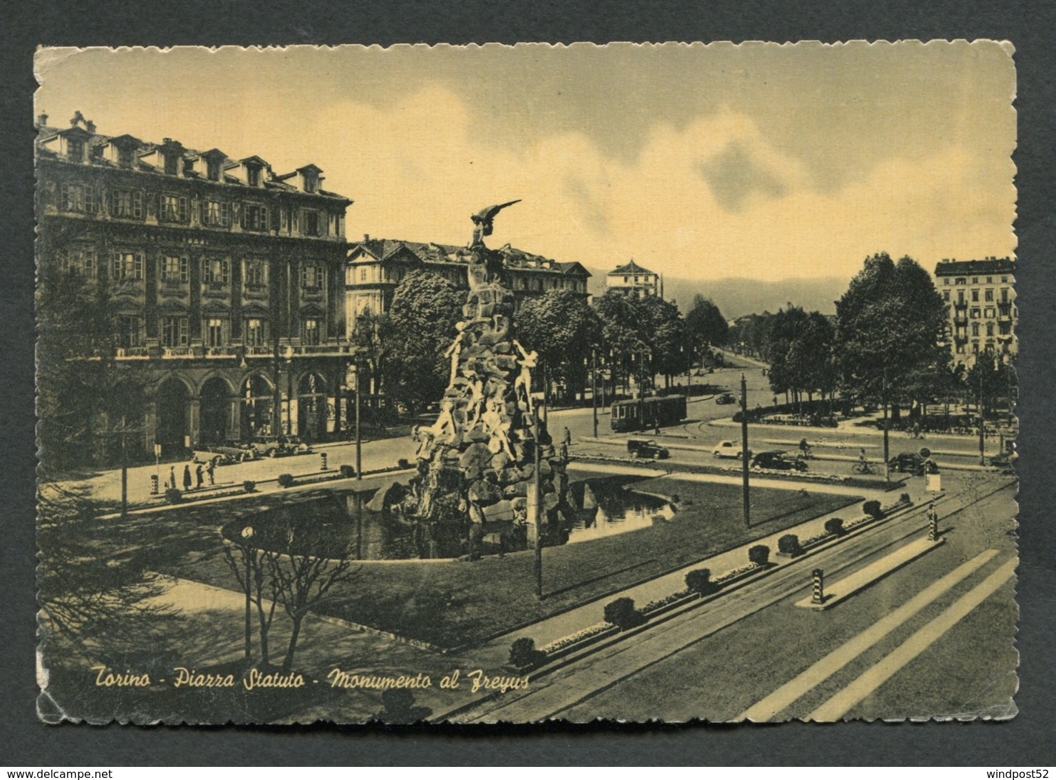 TORINO - PIAZZA STATUTO MONUMENTO AL FREJUS - VIAGGIATA CON AFFRANCATURA 1951 - ANGOLI ROVINATI - 088 - Places