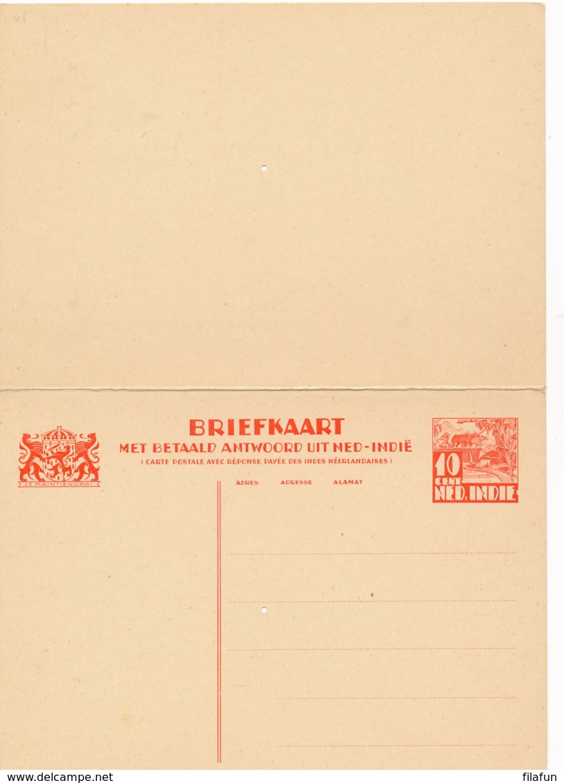 Nederlands Indië - 1934 - 10+10 Cent Karbouwen, Briefkaart G59 - Ongebruikt - Nederlands-Indië