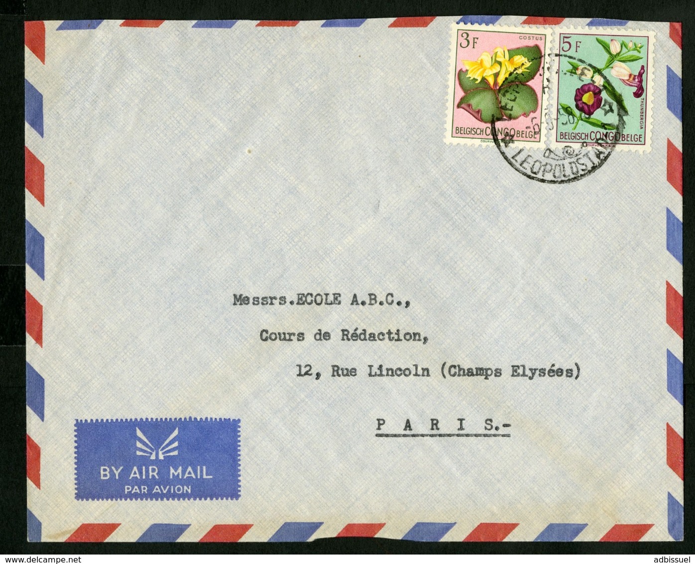 CONGO BELGE "LEOPOLDVILLE - 1  H 6/9/58" Sur N° 314 + 316. Sur Enveloppe Par Avion Pour La France - Cartas & Documentos