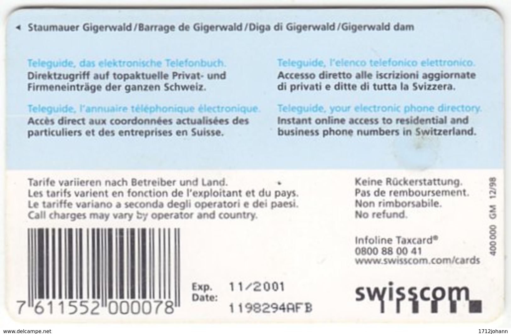 SWITZERLAND C-250 Chip Swisscom - Communication, Phone Booth - Used - Schweiz