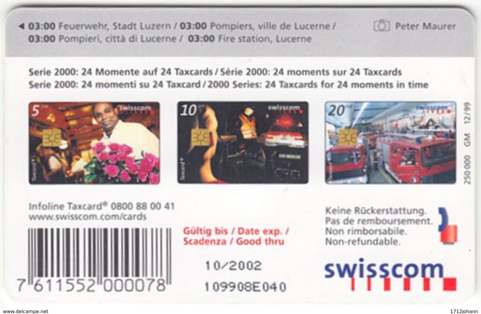 SWITZERLAND C-287 Chip Swisscom - Traffic, Fire Engine - Used - Switzerland