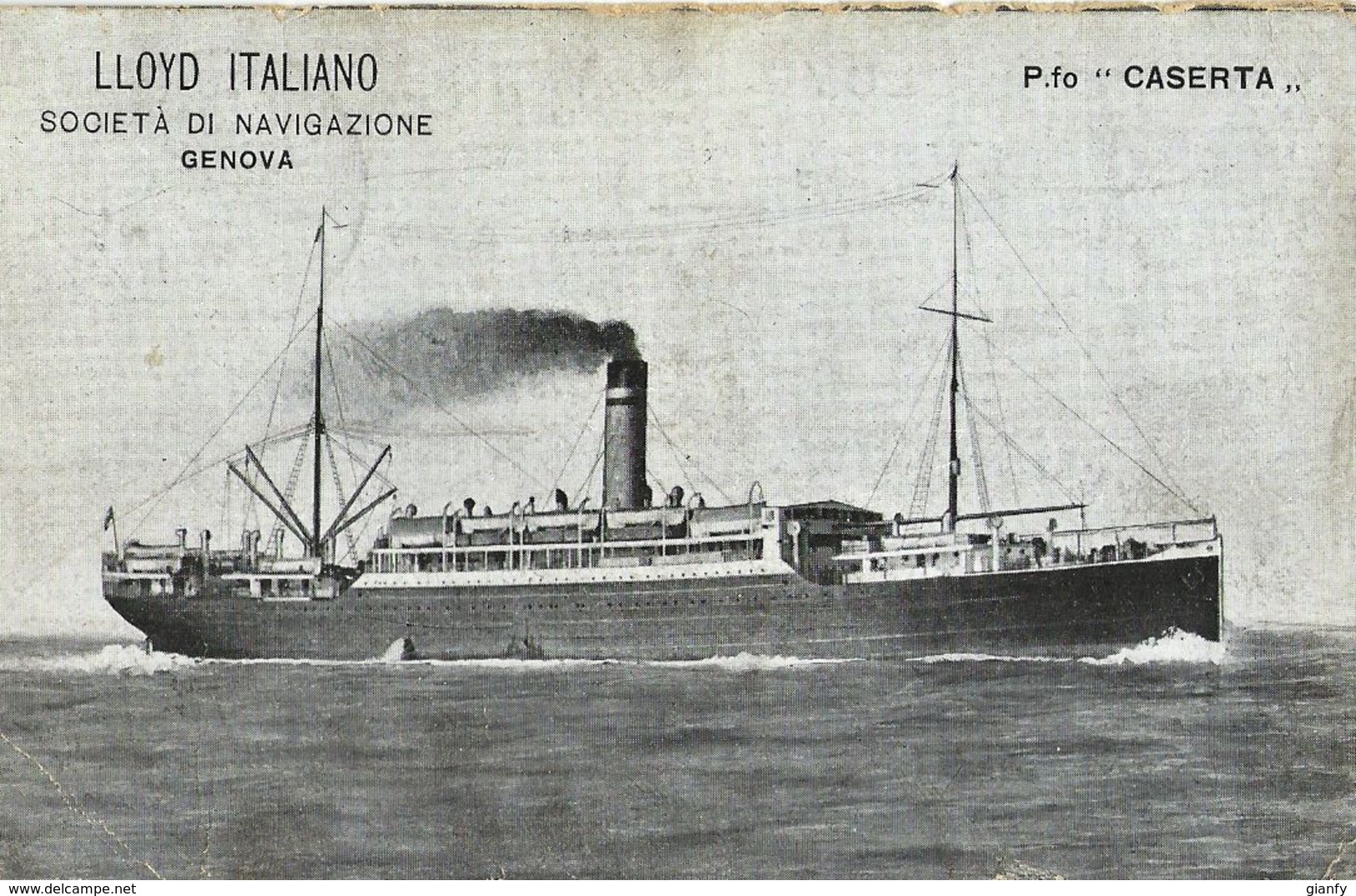 MARINA LLOYD ITALIANO PIROSCAFO CASERTA 1916 POSTA MILITARE 27 DIVISION X GENOVA - Paquebote