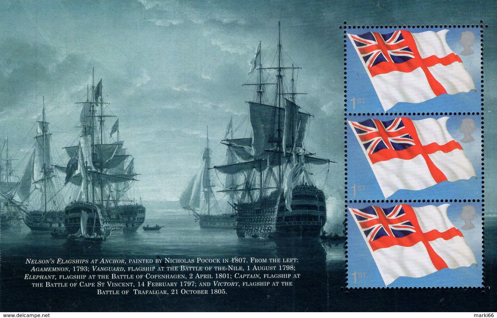 Great Britain - 2005 - 200th Anniversary Of Trafalgar Battle - Mint Souvenir Sheet No. 1 From Prestige Booklet - Unused Stamps