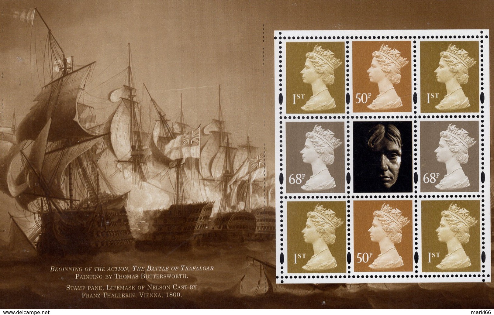 Great Britain - 2005 - 200th Anniversary Of Trafalgar Battle - Mint Souvenir Sheet No. 2 From Prestige Booklet - Ongebruikt