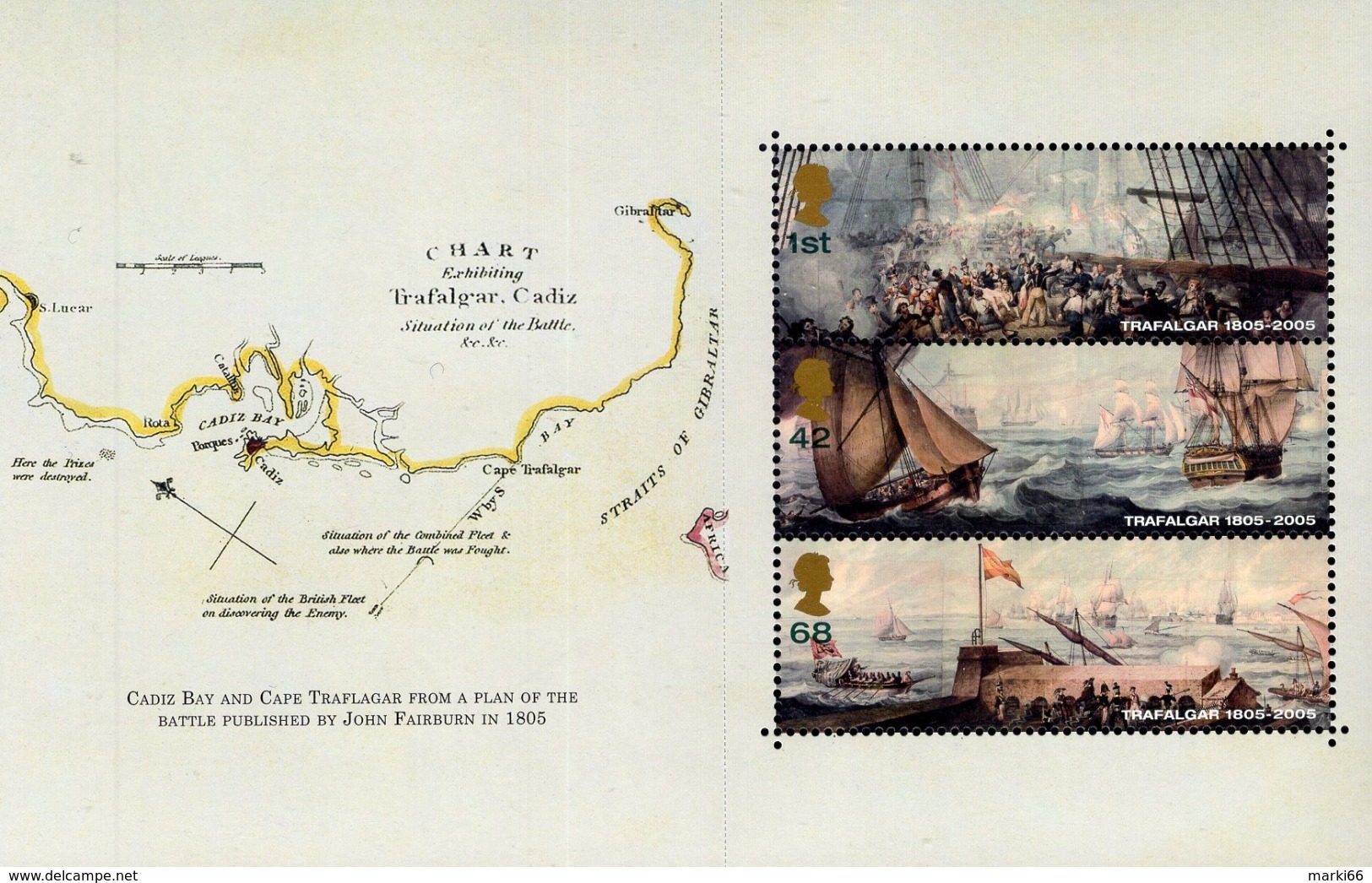 Great Britain - 2005 - 200th Anniversary Of Trafalgar Battle - Mint Souvenir Sheet No. 4 From Prestige Booklet - Unused Stamps