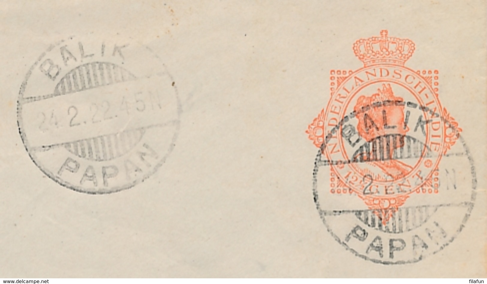 Nederlands Indië - 1922 - 12,5 Cent Wilhelmina, Envelop G43 Van LB BALIK/PAPAN Naar Soerabaja - Nederlands-Indië