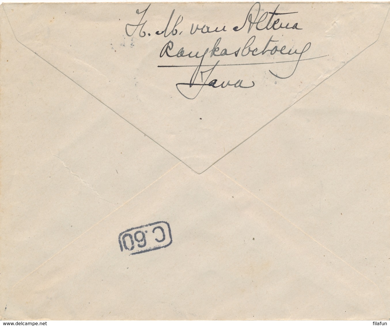 Nederlands Indië - 1923 - 20 Cent Wilhelmina, Envelop G44 Van LB RANGKAS/BETOENG Naar Nijmegen / Nederland - Nederlands-Indië