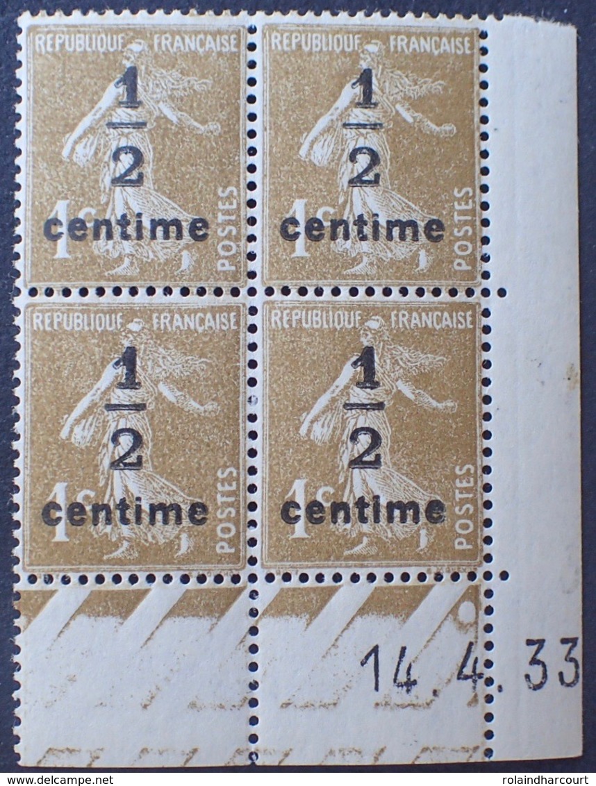 DF40266/817 - 1933 - TYPE SEMEUSE - BLOC N°279A TIMBRES NEUFS** CdF Daté - 1930-1939