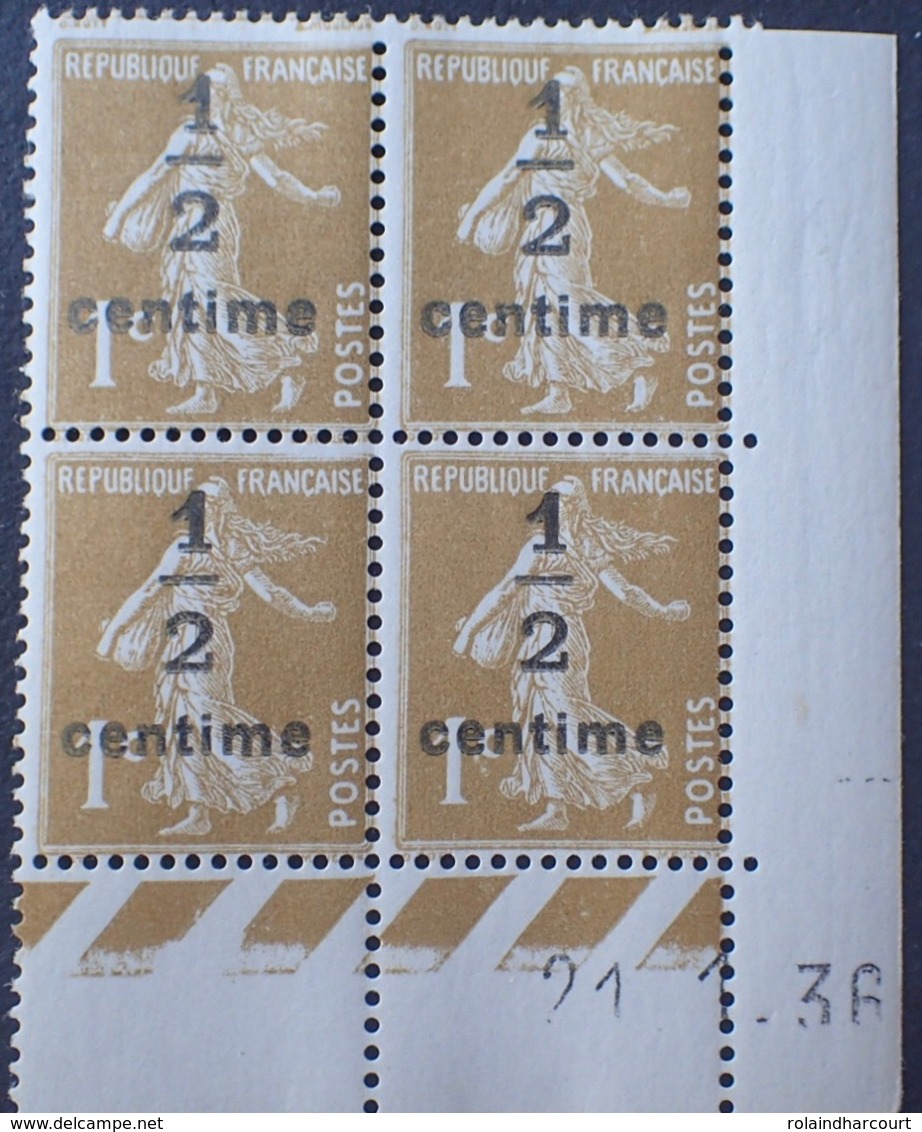 DF40266/820 - 1936 - TYPE SEMEUSE - BLOC N°279A TIMBRES NEUFS** CdF Daté - 1930-1939