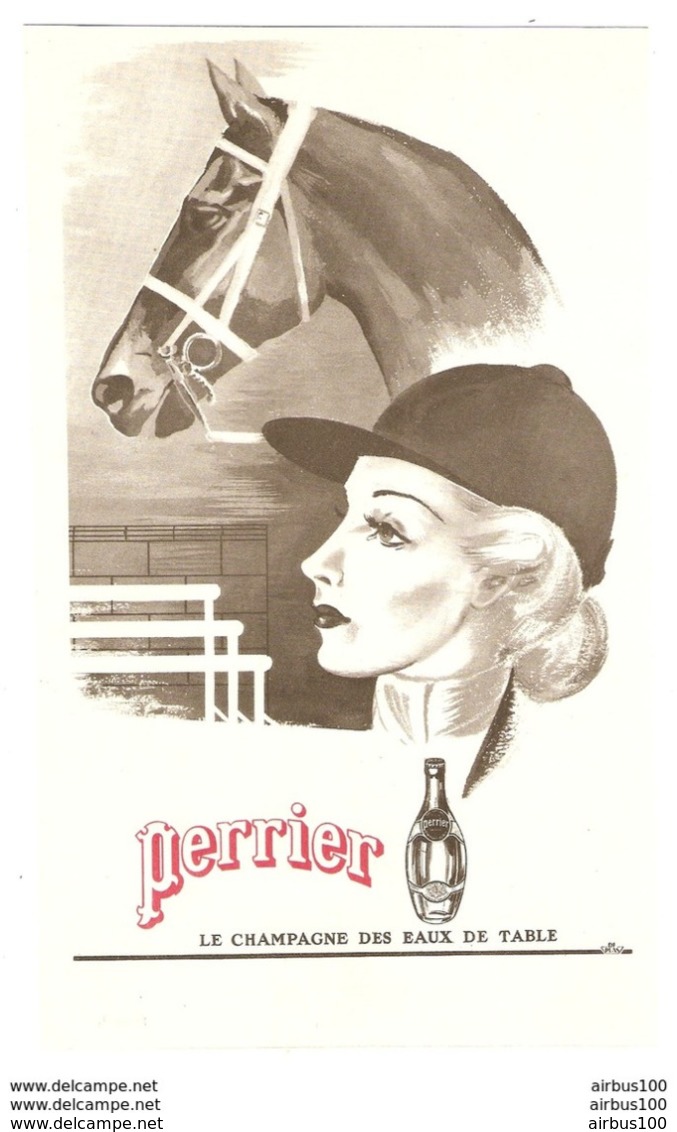 PUBLICITÉ PERRIER - CONCOURS NATIONAL HIPPIQUE NATIONAL PARIS 30 MAI 6 JUIN 1949 - JOCKEY CHEVAL - Hipismo