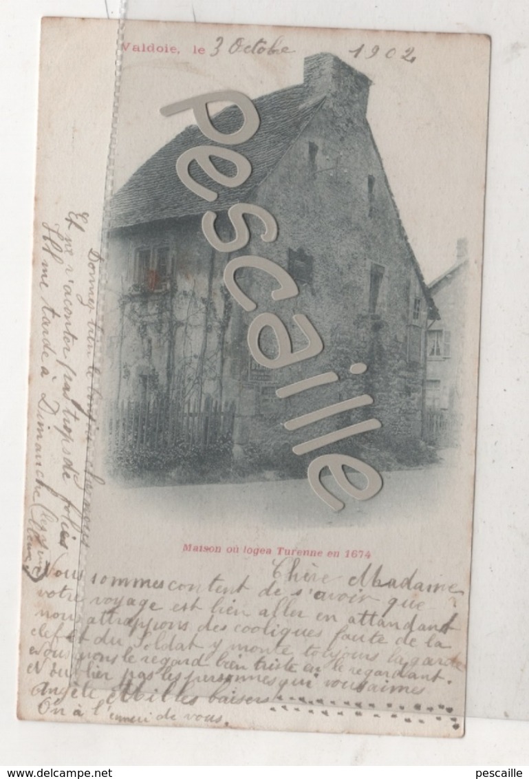 90 TERRITOIRE DE BELFORT - CP VALDOIE - MAISON OU LOGEA TURENNE EN 1674 - SANS NOM D'EDITEUR - CIRCULEE EN 1902 - Valdoie