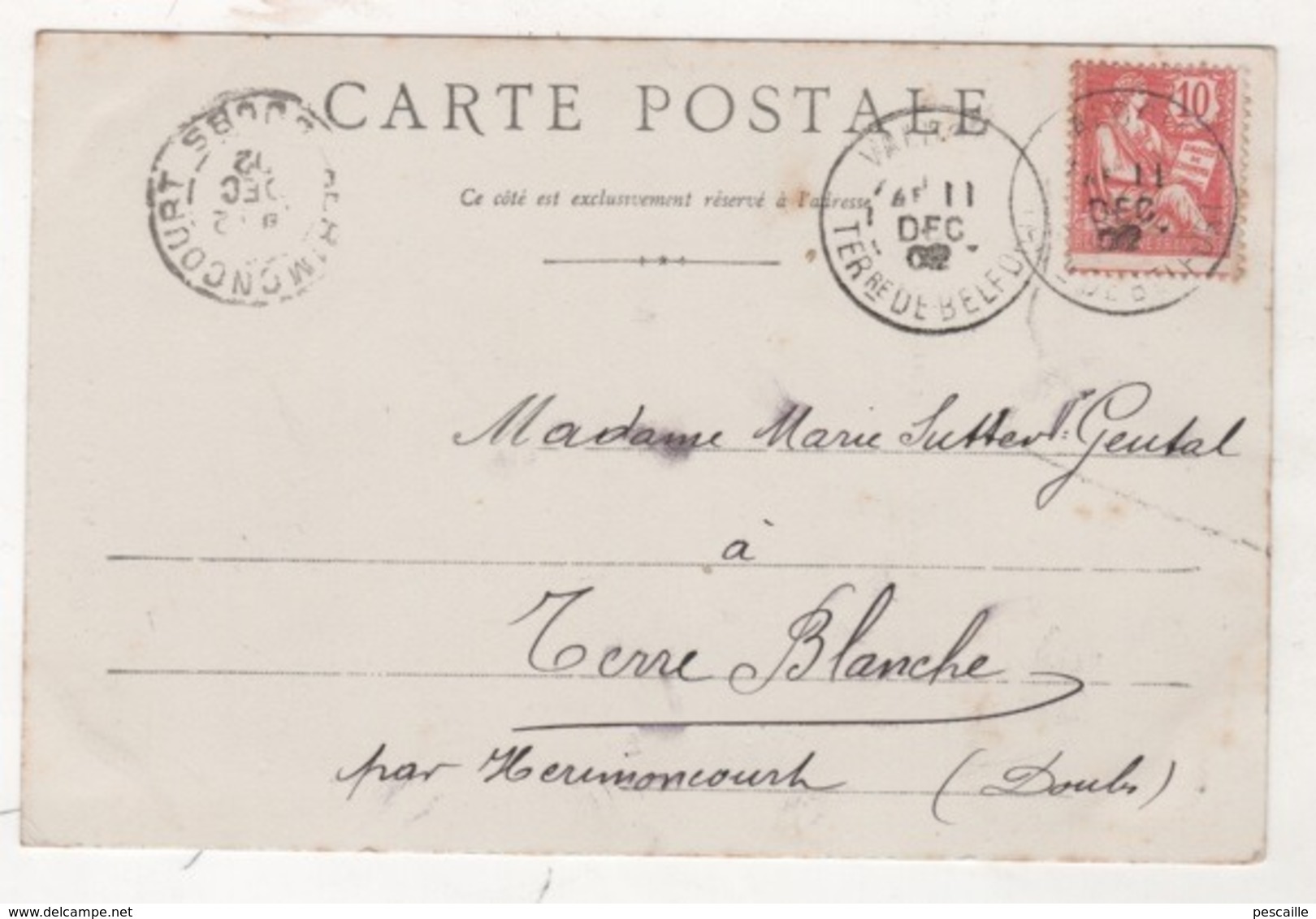 90 TERRITOIRE DE BELFORT - CP VALDOIE - CUIVRERIE ET VILLA DU MONTCEAU - SANS NOM D'EDITEUR - CIRCULEE EN 1902 - Valdoie