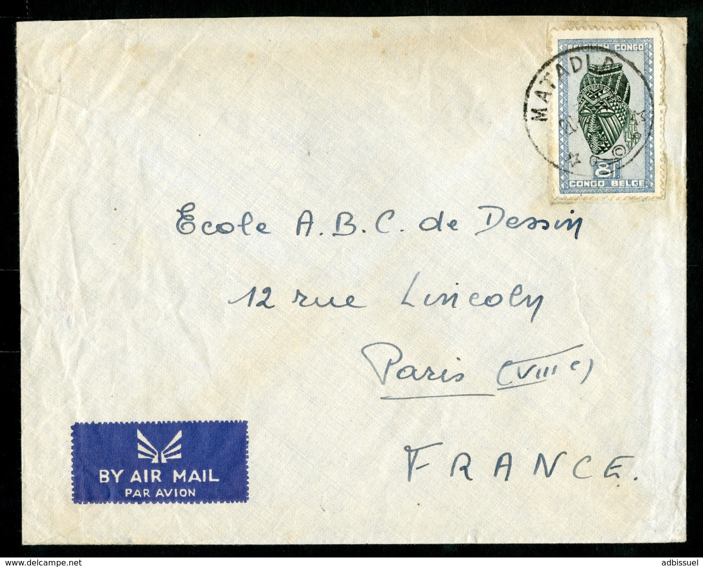 CONGO BELGE "MATADI D 28/3/51" Sur N° 291B. Sur Enveloppe Par Avion Pour La France - Storia Postale