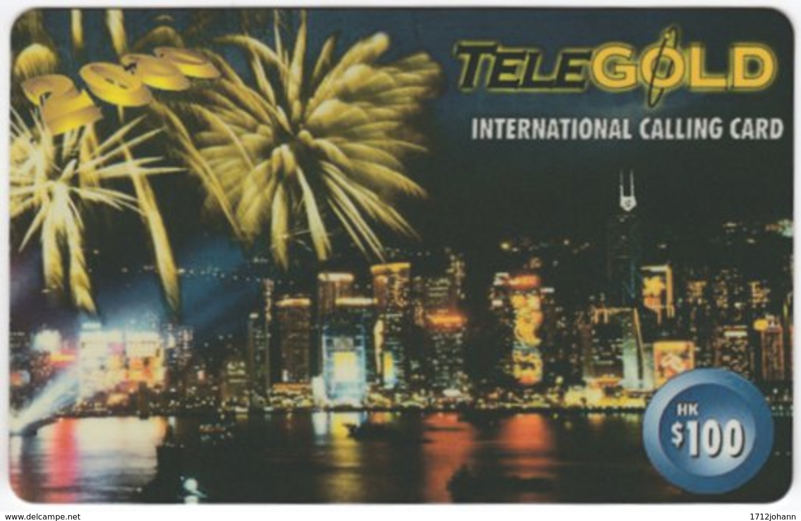 HONGKONG A-224 Prepaid TeleGold - View, Skyline, Town By Night, Firework - Used - Hongkong