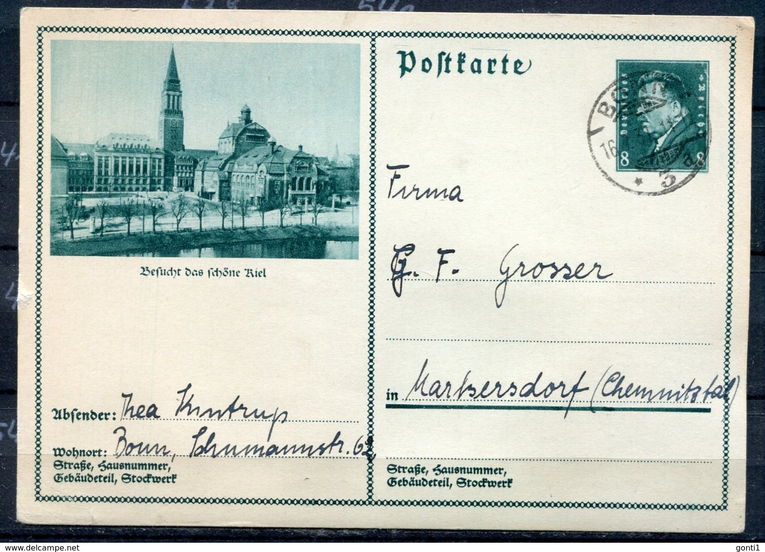 German Empires 1931 Kopfbild F.Ebert Ganzsache  Mi.Nr.P191/013 "Besucht Das Schöne Kiel "1GS Used - Altri & Non Classificati