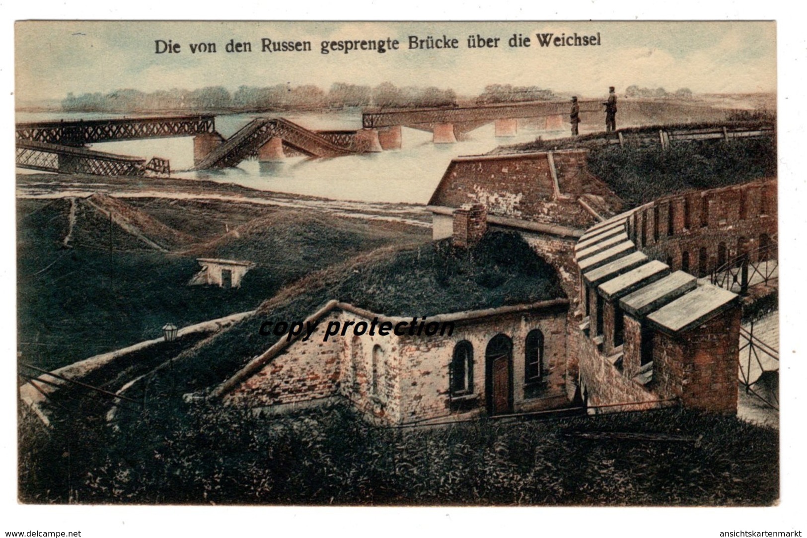 Von Den Russen Gesprengte Brücke über Die Weichsel, Warschau, Warszawa, Alte Ansichtskarte 1916, Feldpost - Pologne