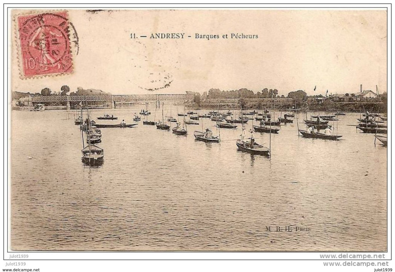 ANDRESY ..-- 78 . YVELINES ..-- Barques Et Pêcheurs . 1907 Vers CHELSEA ( Melle Marcelle ) . Voir Verso . - Andresy