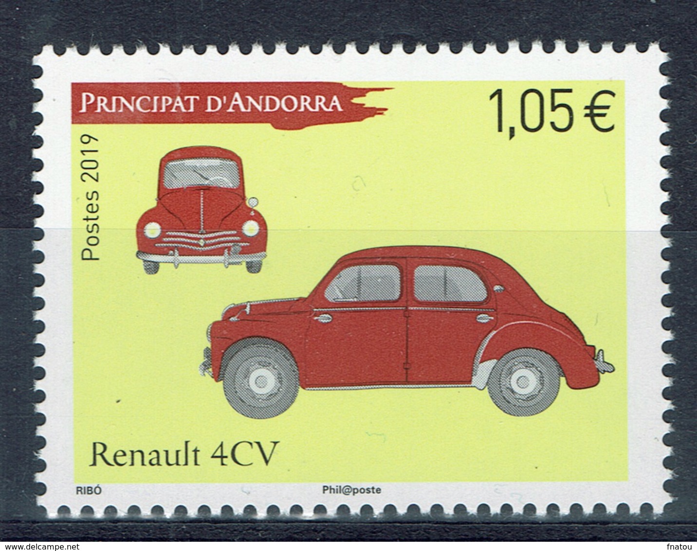 Andorra (French Adm.), Car, Renault 4 CV, 2019, MNH VF - Unused Stamps