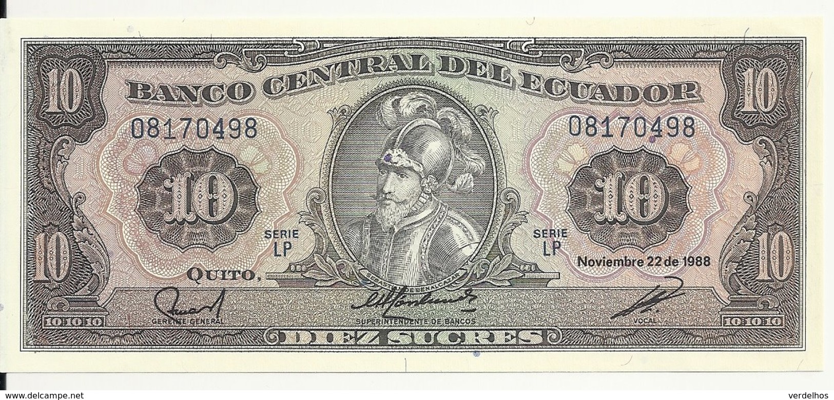 EQUATEUR 10 SUCRES 1988 UNC P 121 - Ecuador